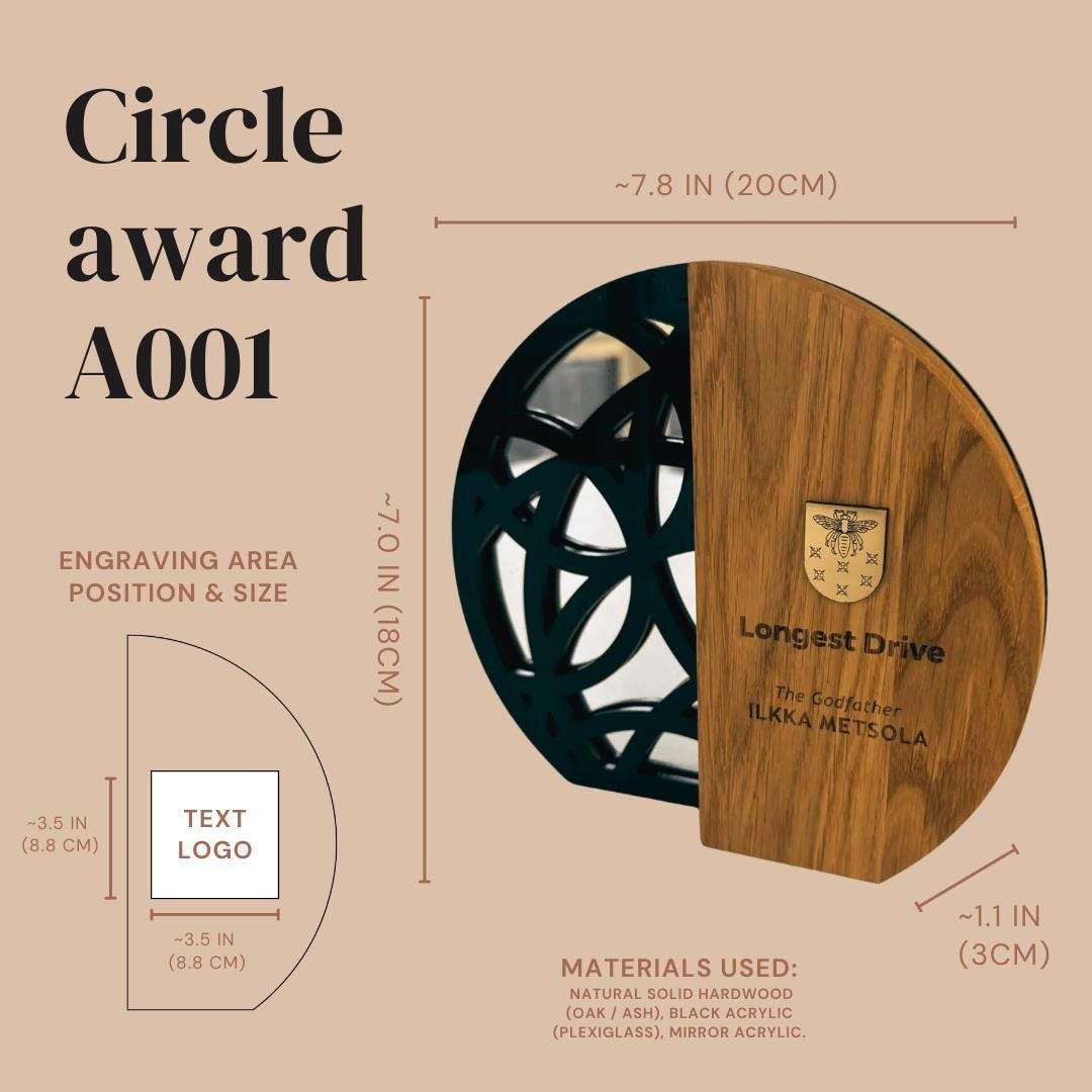 Engraved Custom Wooden Trophy A001 - Image 3
