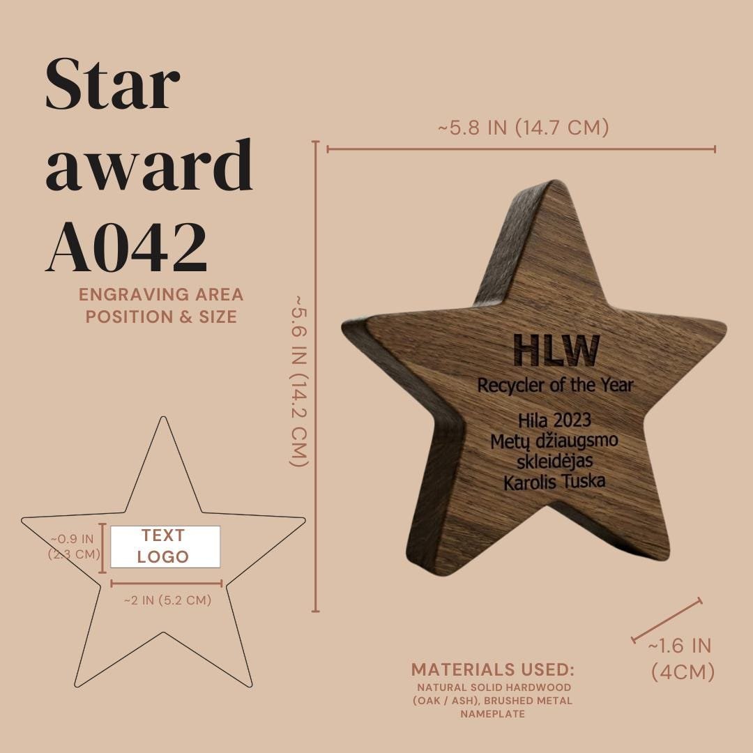 Custom Trophy Star Award A042 - Image 3