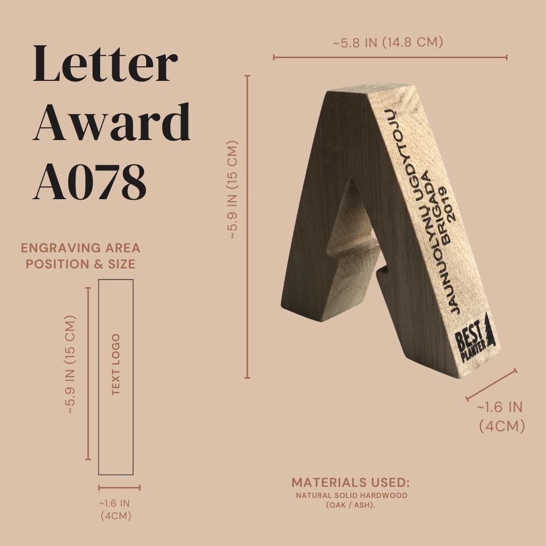 Custom Wood Achievement Award Letter A078 - Image 3