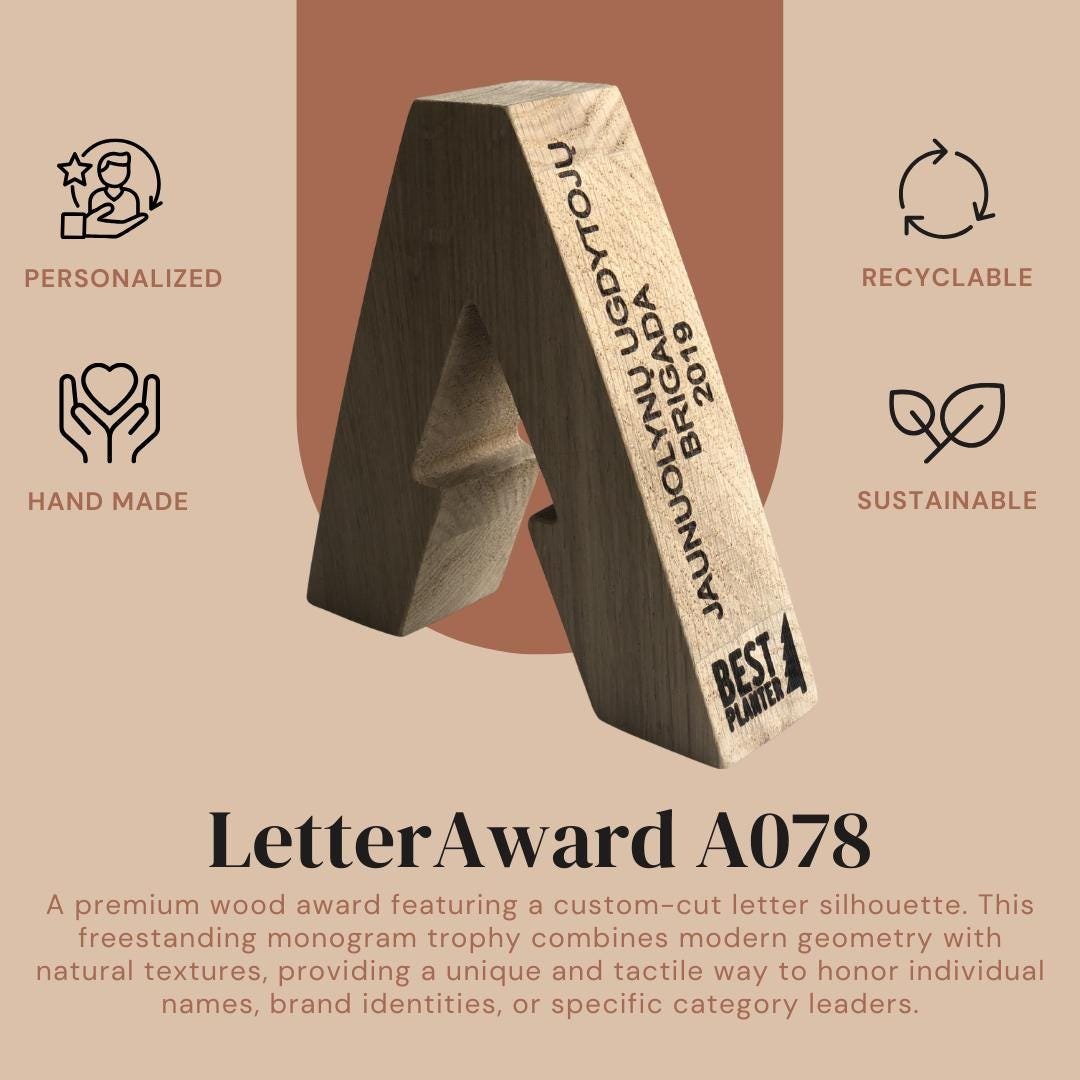 Custom Wood Achievement Award Letter A078 - Image 2